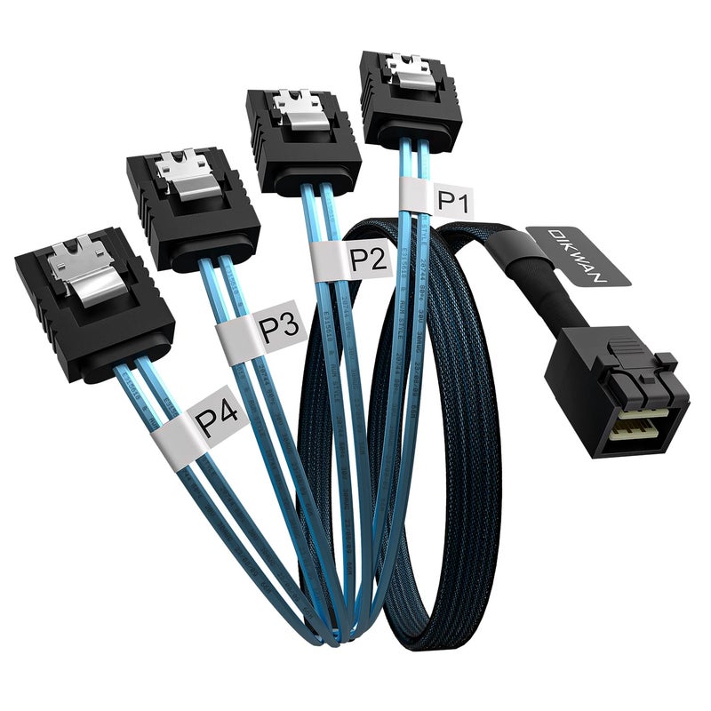OIKWAN Internal Mini SAS to SATA Cable, SFF-8643 to SATA Forward Breakout Compatible with Raid Controller Hard Drive (3.3ft) - Image 1